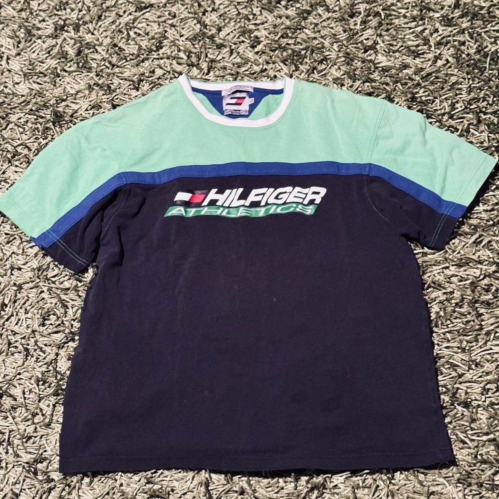 Tommy Hilfiger green and blue athletic fit t-shirt XL